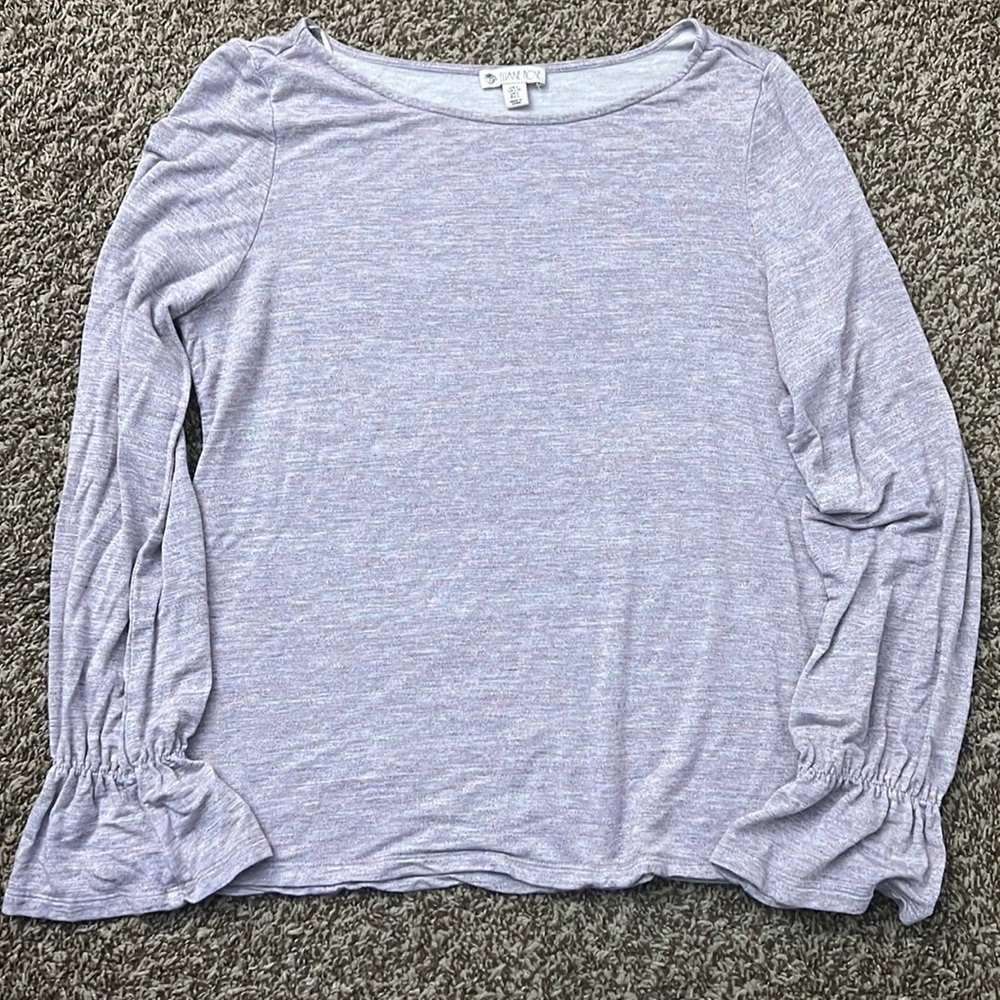 Elaine Rose Heathered Ruffle Bell Sleeve Top Size L